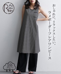 Casual Dress Flare One-piece Dress Border Made in Japan