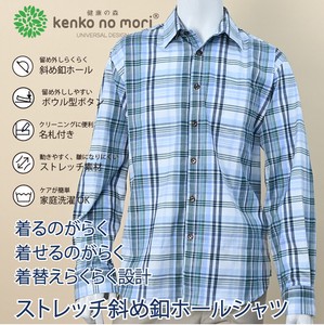 KM 斜め釦ホールオープンシャツ
