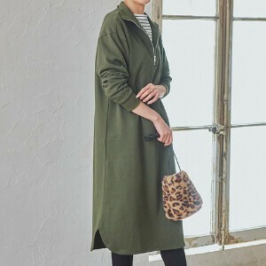 Casual Dress myke High-Neck V-Neck Stand-up Collar Lined Fur Dress Half Zipper