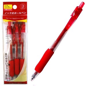 GELインク ノック式ボールペン 3P 赤