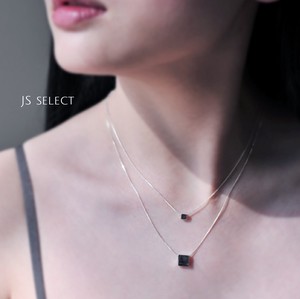 【　NECKLACE　】2連ボックスチャーム　チェーンネックレス　シルバー　1054a4