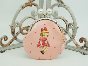 Pouch Pink Gamaguchi Coin Purse Heart-Patterned