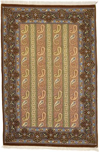 ペルシャ 絨毯 クム ウール 手織 ラグ 約100×147cm QW-16772