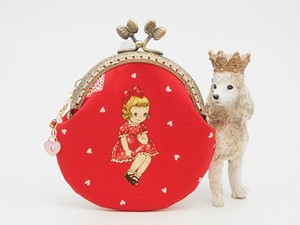 Pouch Red Gamaguchi Coin Purse Heart-Patterned