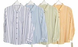 Button Shirt/Blouse Pintucked Stripe