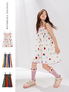 Kids' Casual Dress Gathered Colorful Summer Spring One-piece Dress Kids