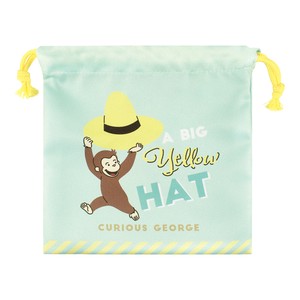 7月下旬入荷　おさるのジョージ　フラット巾着　シンプルライン／黄色い帽子