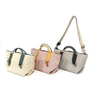 Shoulder Bag Cattle Leather Cotton Linen Mini-tote 5-colors 【2024NEW】
