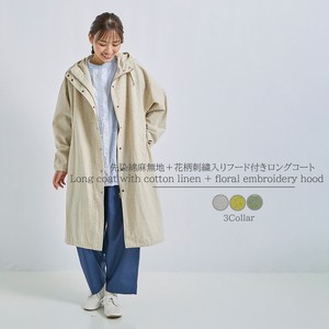 Coat Long Coat Hooded Cotton Linen Switching