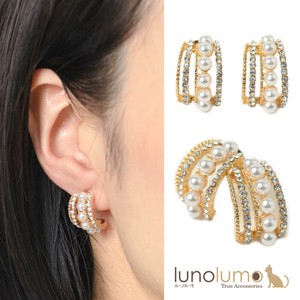 Pierced Earringss Pearl sliver Sparkle Ladies' Crystal
