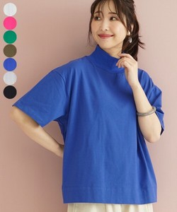 T-shirt Mock Neck Cotton Cut-and-sew 5/10 length 【2024NEW】