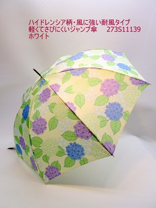 2024春夏新作）雨傘・長傘-婦人　ハイドレンシア柄・風に強い耐風タイプ・軽くてさびにくいジャンプ傘