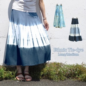 インド綿 巻きスカート 青空 タイダイ 染め ラップスカート ミディアム丈 約68cm ファッション