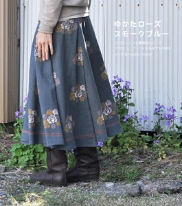 インド綿 巻きスカート ゆかたローズ ブラック ミディアム丈 約68cm ファッション