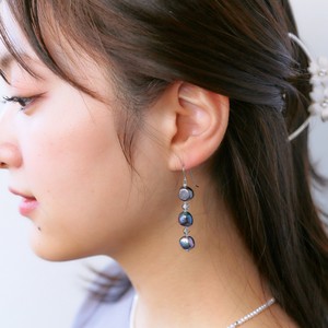 Pierced Earrings Silver Post Rhinestone black 2-colors