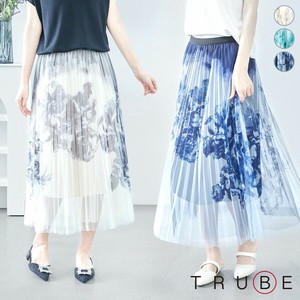 Skirt Long Skirt Floral Pattern Gradation L M