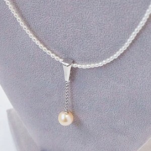 Pearls/Moon Stone Silver Chain Necklace Pendant
