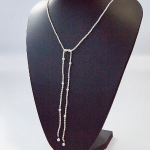 Pearls/Moon Stone Silver Chain 160cm
