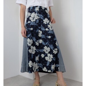 Skirt Printed Flare Skirt Switching