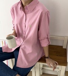 Button Shirt/Blouse Roll-up Embroidered 2024 Spring/Summer