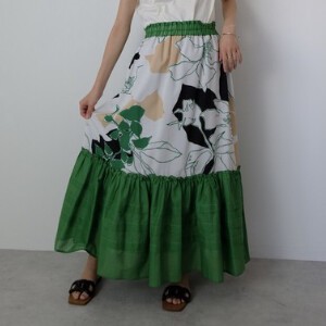 Skirt Color Palette Flower Print Long Skirt