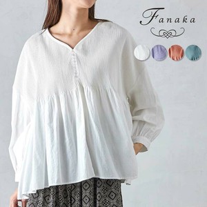 Button Shirt/Blouse Pintucked Blouse Fanaka