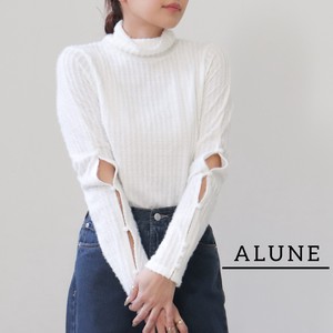 T-shirt Brushing Fabric Pullover High-Neck Tops Ladies