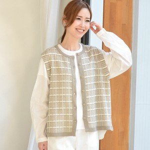背心外套/马甲 毛衣背心 格子图案 日本制造