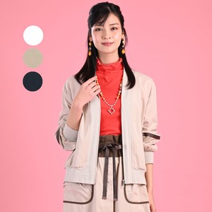 Blouson Jacket Color Palette Ribbon Collarless 【2024NEW】