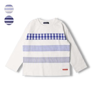 Kids' 3/4 Sleeve T-shirt Color Palette Stripe Check M Switching