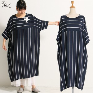 Pre-order Casual Dress Dolman Sleeve Stripe One-piece Dress 2024 Spring/Summer