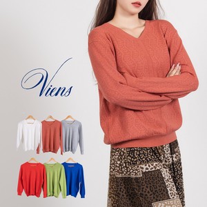 Sweater/Knitwear Layered V-Neck Knit Tops Openwork 6-colors
