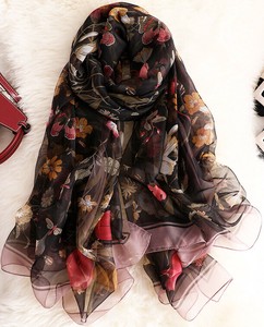 Stole Flower Print Silk Touch 4-colors