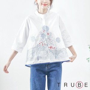 【2024新作】【M〜L】スタンドカラー刺しゅうデザインシャツ(C37-367)(1号店)FM1