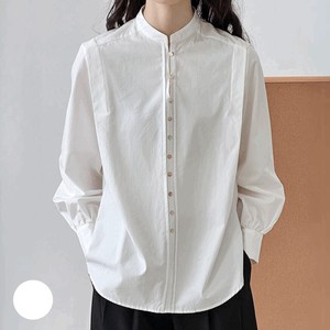 Button Shirt/Blouse Spring/Summer Stand-up Collar Band Collar