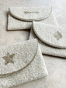 ⑥【SALE★在庫限り】ワンポイント2WAY フラップバッグ（手刺繍ビーズ）