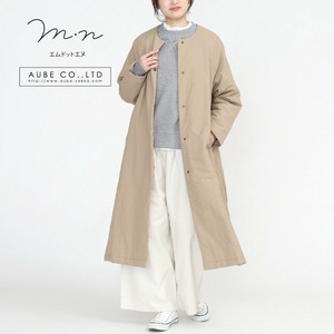 Coat Cotton Batting Collarless Long Coat [A/W]