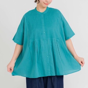 Button Shirt/Blouse Pintucked Front Spring/Summer