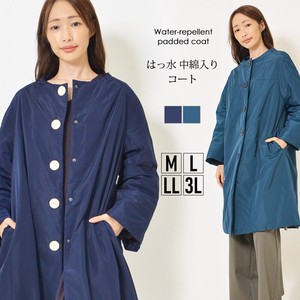 Coat Cotton Batting Collarless Outerwear L Ladies Simple