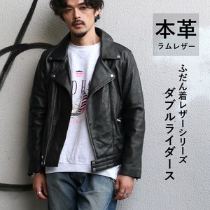 レザージャケット ライダース ダブルライダース メンズ 本革 ラムレザー ブラック S-XLサイズ L956