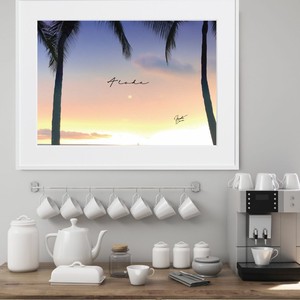 【おしゃれアートポスター】ハワイ ヤシの木 夕焼け空 風景景色 サンセット 写真 photo A4 A3 A2