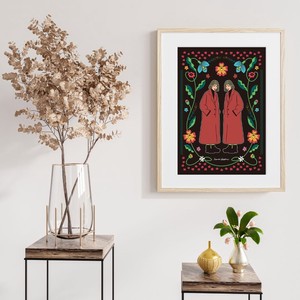 【おしゃれアートポスター】模様 花 植物 女の子イラスト 装飾 A4 A3 A2