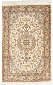 ペルシャ 絨毯 クム シルク 手織 マット カゼミ工房 ザロチャラク(約80×120cmサイズ)38