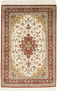 ペルシャ 絨毯 クム シルク 手織 マット ナジャビ工房 ザロチャラク(約80×120cmサイズ)44