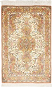 ペルシャ 絨毯 クム シルク 手織 マット モハンマディ工房 ザロチャラク(約80×120cmサイズ)88M