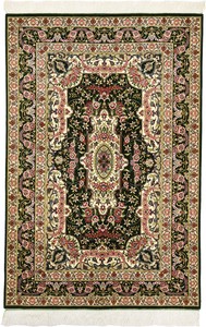 ペルシャ 絨毯 クム シルク 手織 マット ザロチャラク(約80×120cmサイズ)302