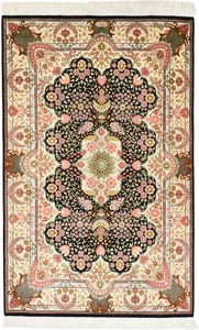 ペルシャ 絨毯 クム シルク 手織 マット レザイ工房 ザロチャラク(約80×120cmサイズ)68
