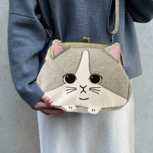 Shoulder Bag Gamaguchi A5 Shoulder Cat Pocket Ladies'
