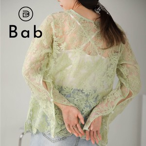 Button Shirt/Blouse Embroidery Front/Rear 2-way Lace Blouse