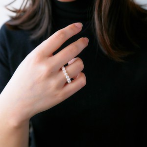 Silver-Based Pearl/Moon Stone Ring White 4 ~ 5mm